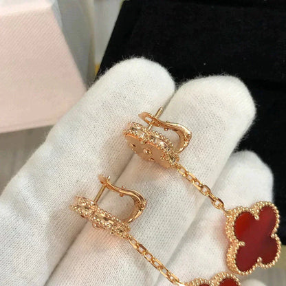 [⭐Renara]CLOVER 2 MOTIF  LASER CARNELIAN EARRINGS