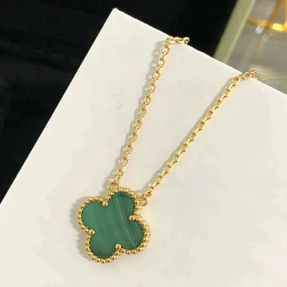 [⭐Renara]CLOVER 15MM MALACHITE SINGLE FLOWER  NECKLACE