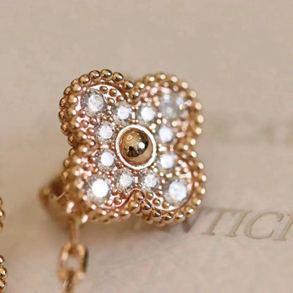 [⭐Renara]CLOVER MEDIUM 1 MOTIFS FUll DIAMOND EARRINGS