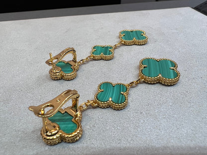 [⭐Renara]CLOVER MALACHITE 3 MOTIFS GOLD
