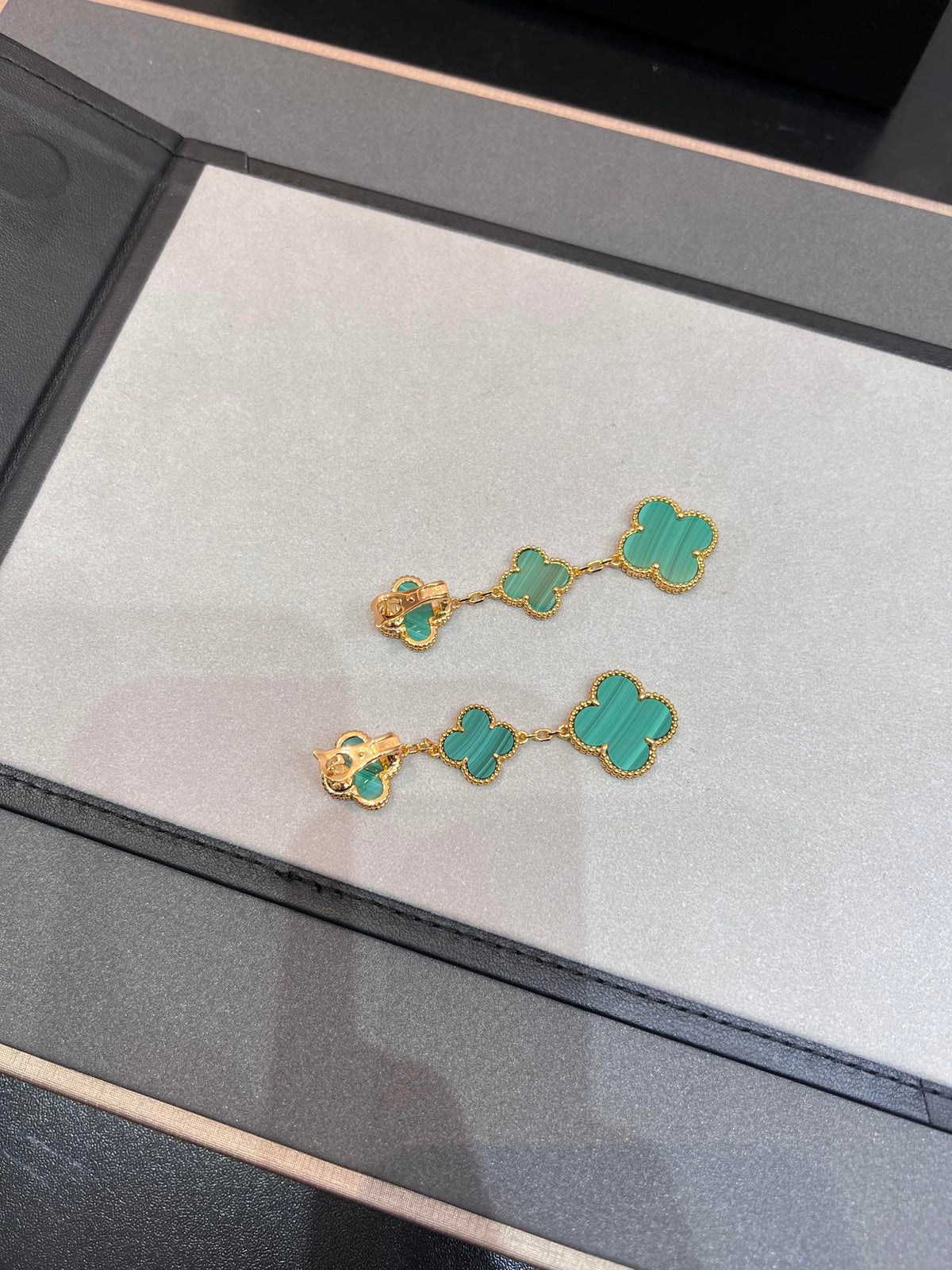 [⭐Renara]CLOVER MALACHITE 3 MOTIFS GOLD