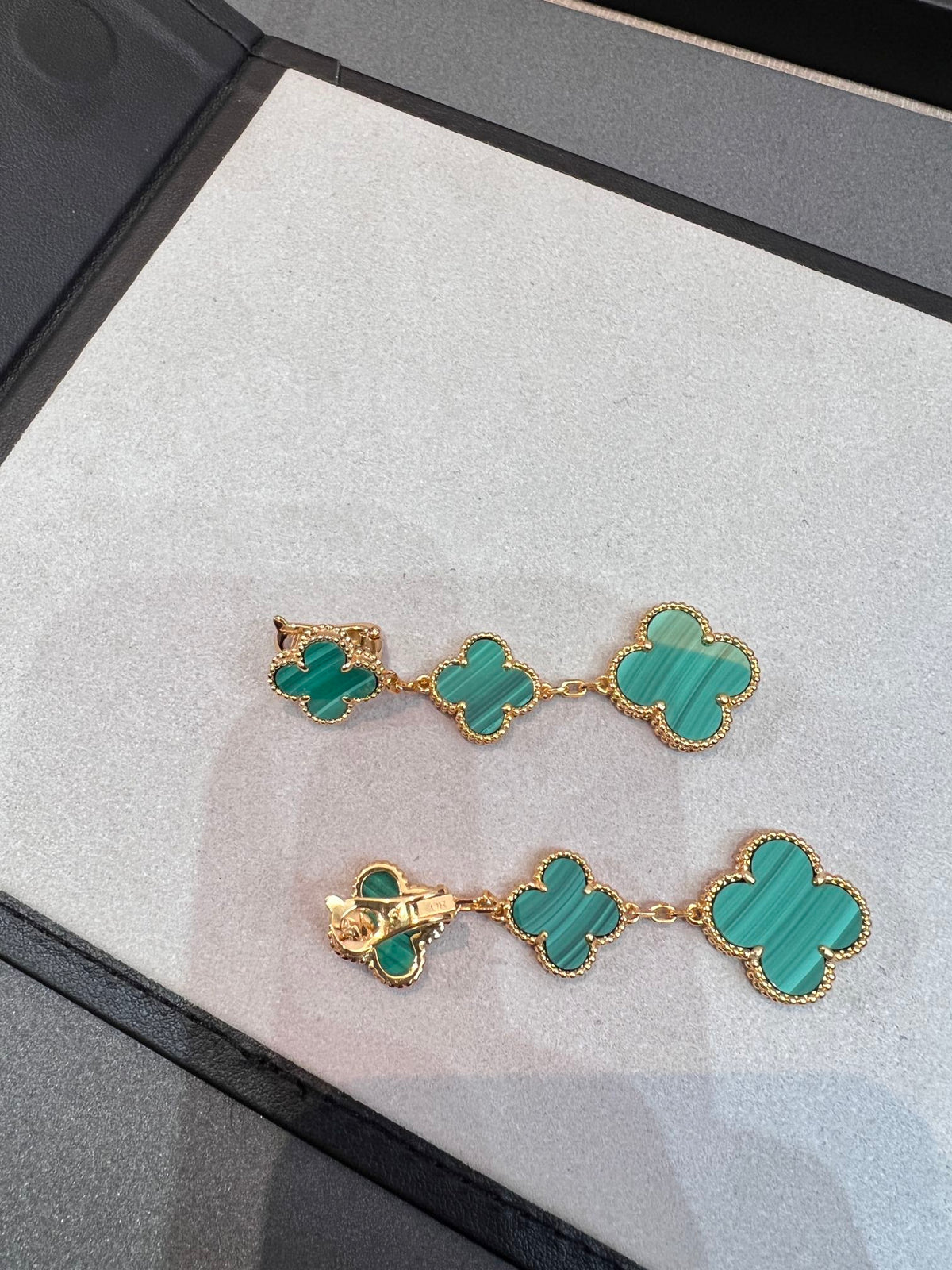 [⭐Renara]CLOVER MALACHITE 3 MOTIFS GOLD