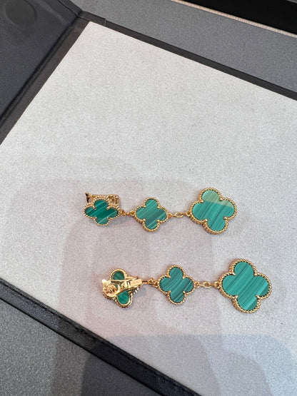 [⭐Renara]CLOVER MALACHITE 3 MOTIFS GOLD