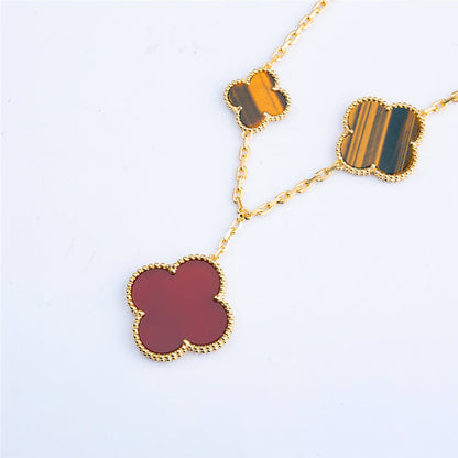 [⭐Renara]CLOVER BRACELET 5 MOTIFS CARNELIAN TIGER EYE