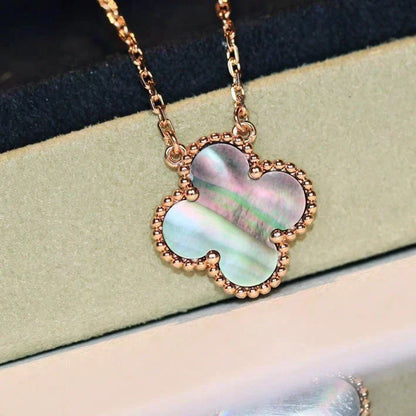 [⭐Renara]CLOVER 15MM  GRAY MOTHER OF PEARL NECKLACE