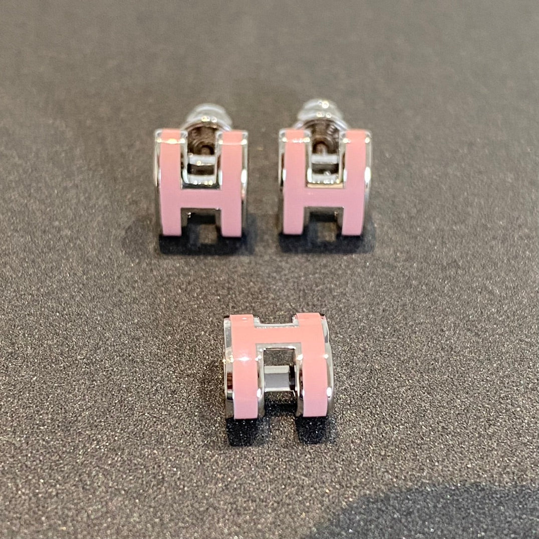 [⭐Renara]MINI POP H SILVER EARRINGS PINK