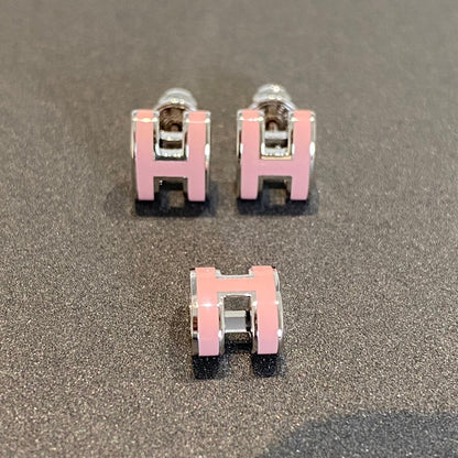 [⭐Renara]MINI POP H SILVER EARRINGS PINK