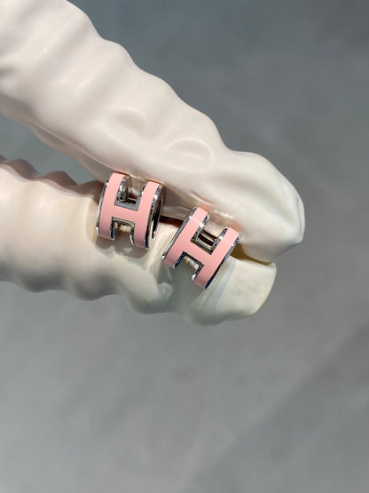 [⭐Renara]MINI POP H SILVER EARRINGS PINK