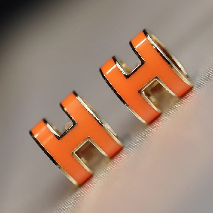 [⭐Renara]MINI POP H EARRINGS ORANGE
