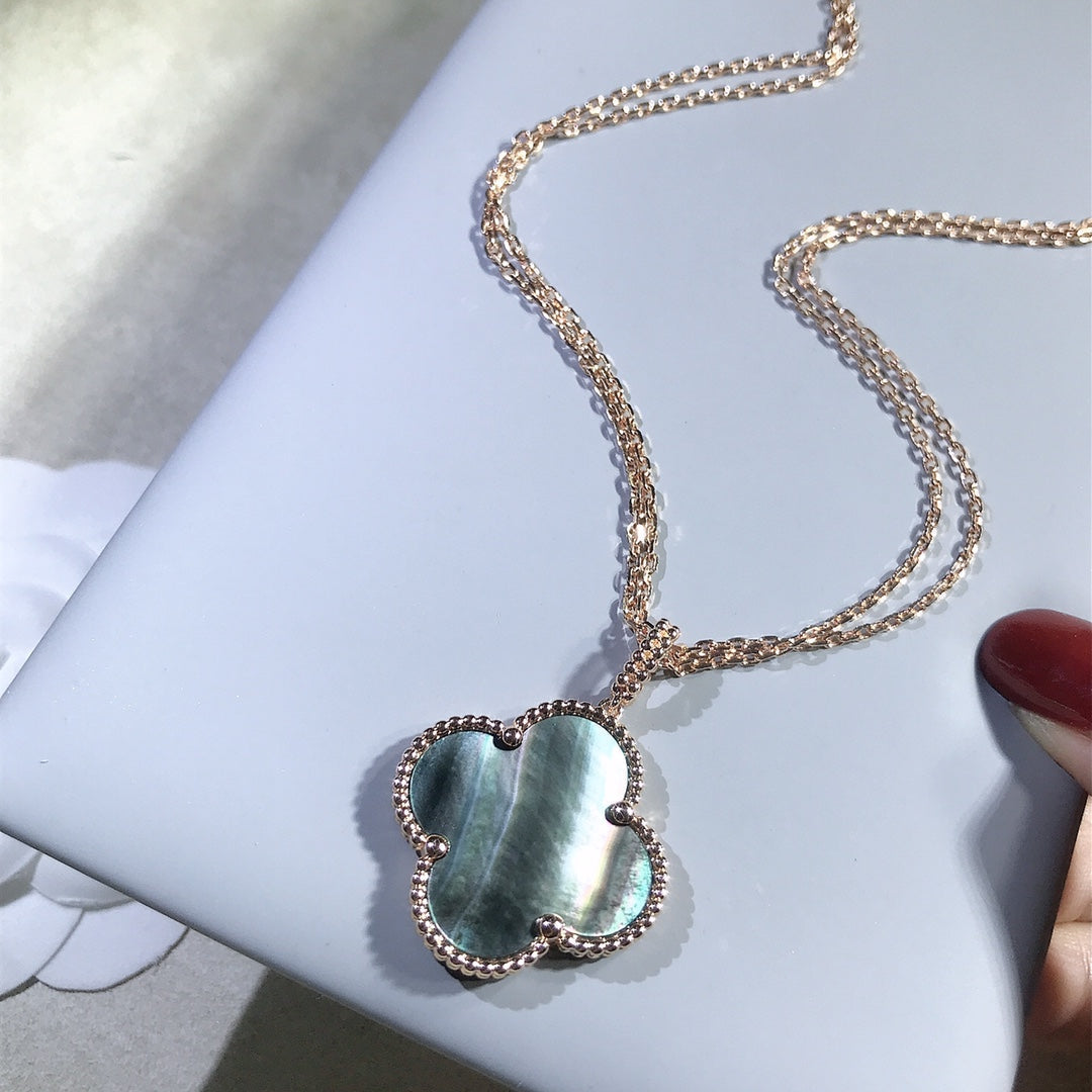 [⭐Renara]CLOVER 25MM GOLD DARK MOP BIG CLOVER NECKLACE