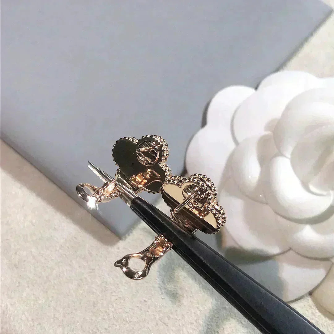 [⭐Renara]CLOVER MEDIUM 1 MOTIFS  PINK MOP DIAMOND EARRINGS