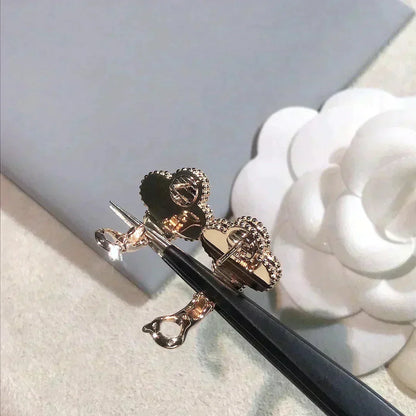 [⭐Renara]CLOVER MEDIUM 1 MOTIFS  PINK MOP DIAMOND EARRINGS