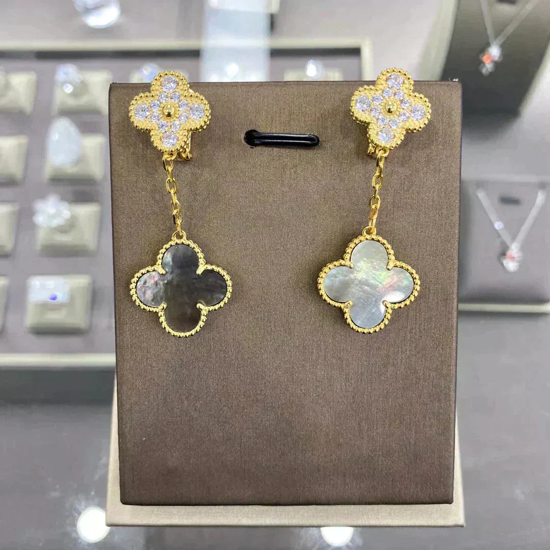 [⭐Renara]CLOVER  2 MOTIFS  DIAMOND  EARRINGS (MULTIPLE CHOICESç´