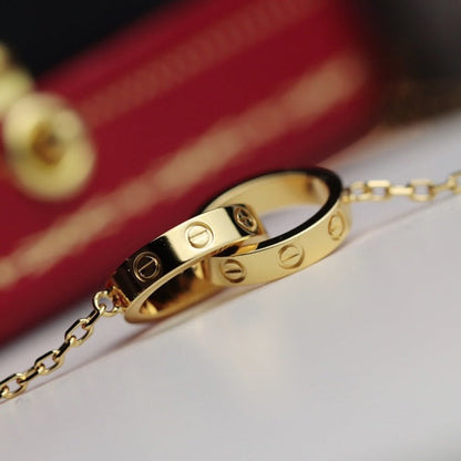 [⭐Renara]LOVE NECKLACE DOUBLE RING GOLD
