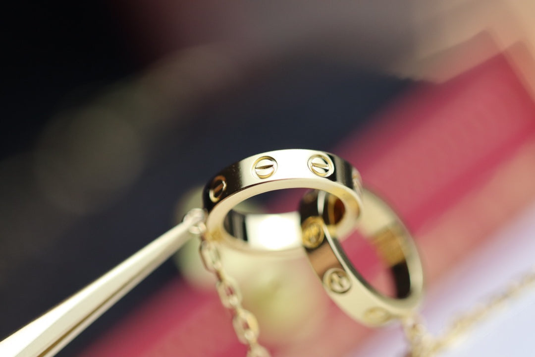 [⭐Renara]LOVE NECKLACE DOUBLE RING GOLD