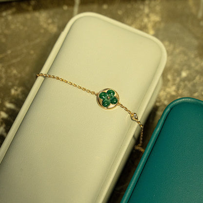 [⭐Renara]SUN MALACHITE 1 DIAMOND PINK GOLD BRACELET