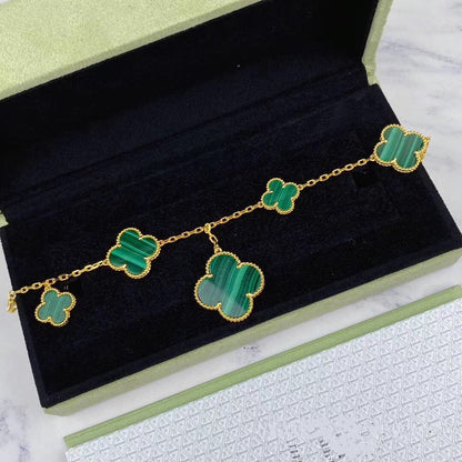 [⭐Renara]MAGIC CLOVER MALACHITE GOLD BRACELET 5 MOTIFS