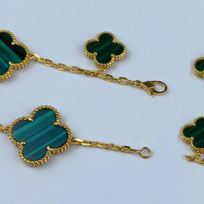[⭐Renara]MAGIC CLOVER MALACHITE GOLD BRACELET 5 MOTIFS