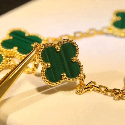 [⭐Renara] CLOVER 5 MOTIF MALACHITE BRACELET COLLECTION