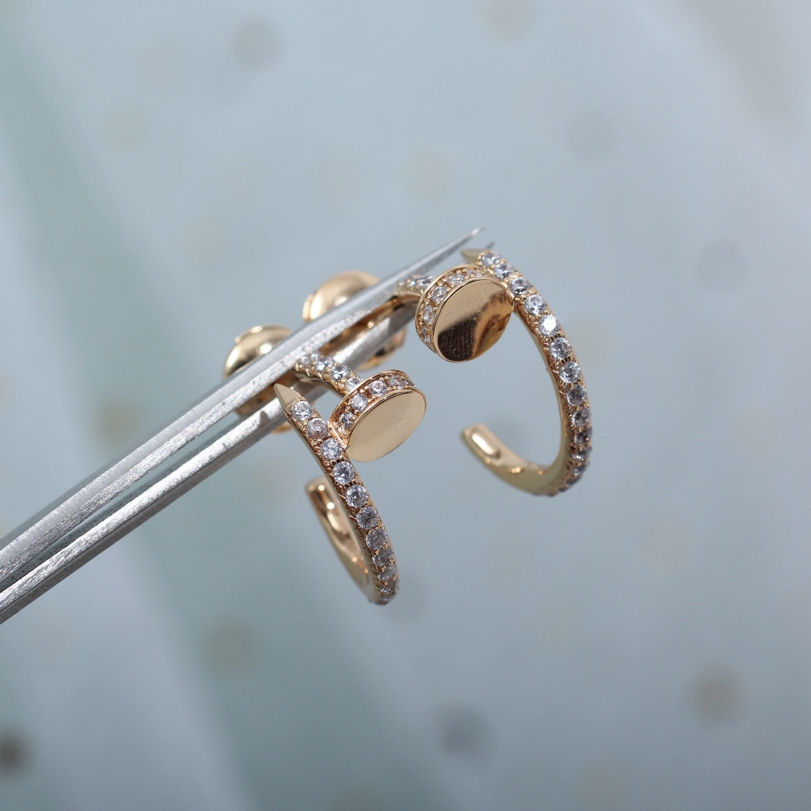 [⭐Renara]JUSTE EARRINGS 12.75MM PINK GOLD DIAMOND