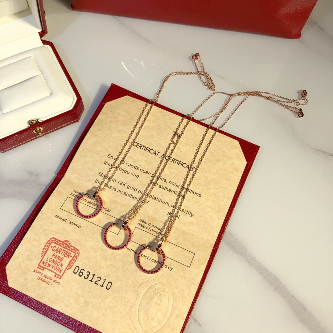 [⭐Renara]JUSTE NECKLACE GOLD RED DIAMONDS
