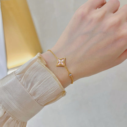 [⭐Renara]STAR 1 DIAMOND PINK GOLD BRACELET