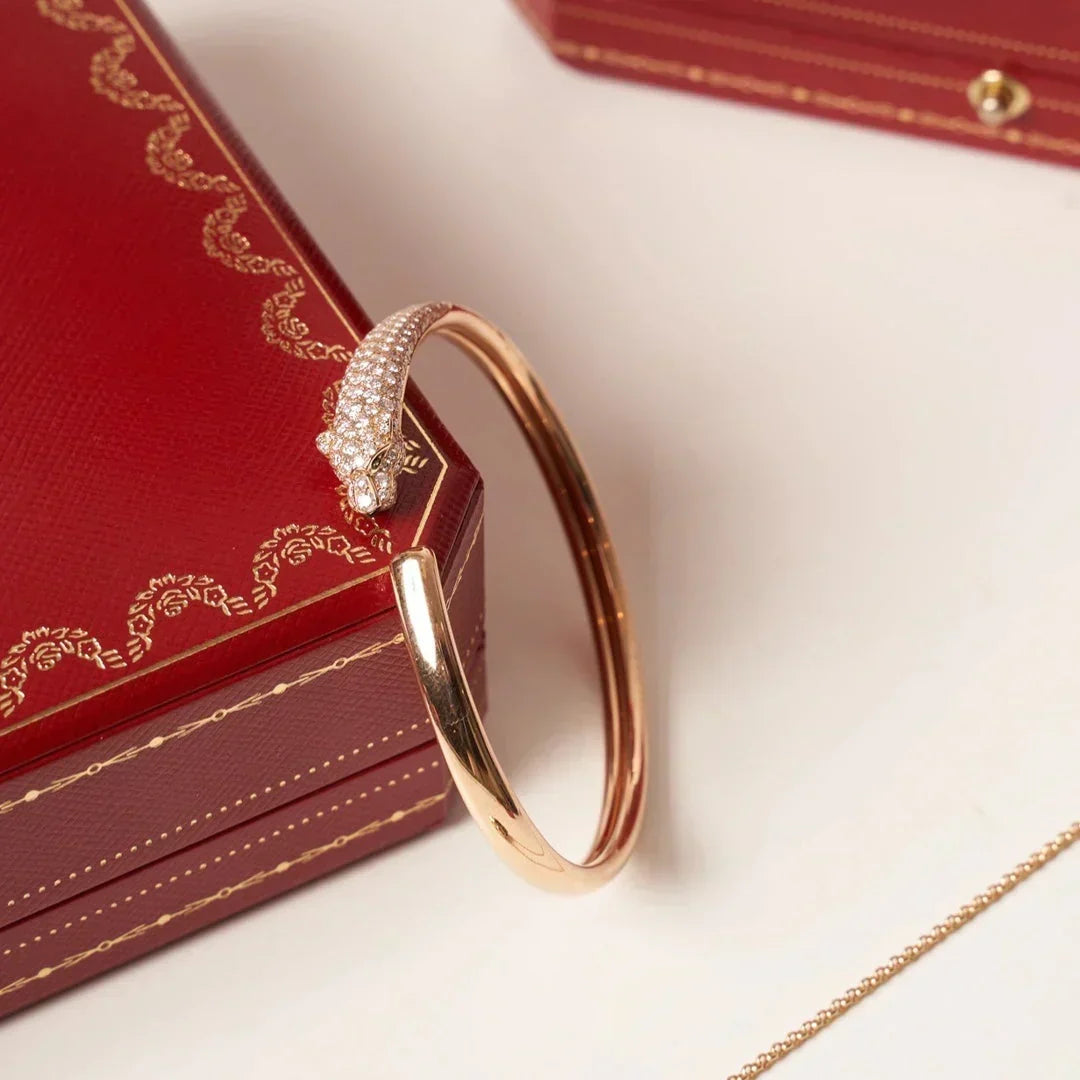[⭐Renara]PANTHERE HALF DIAMOND OPEN BRACELET