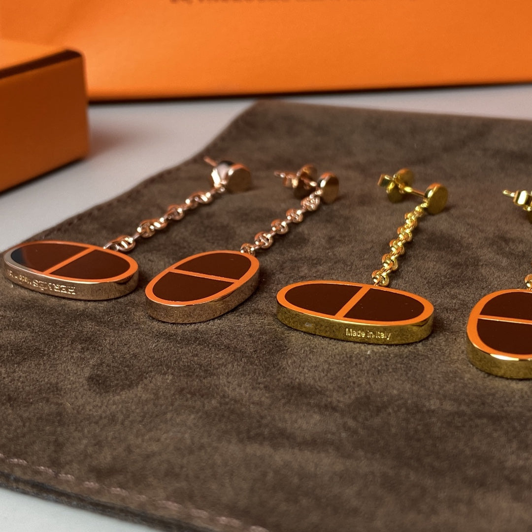 [⭐Renara]CHAINE VERSO BLACK CERAMIC EARRINGS