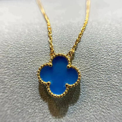 [⭐Renara]CLOVER 15MM BLUE AGATE NECKLACE