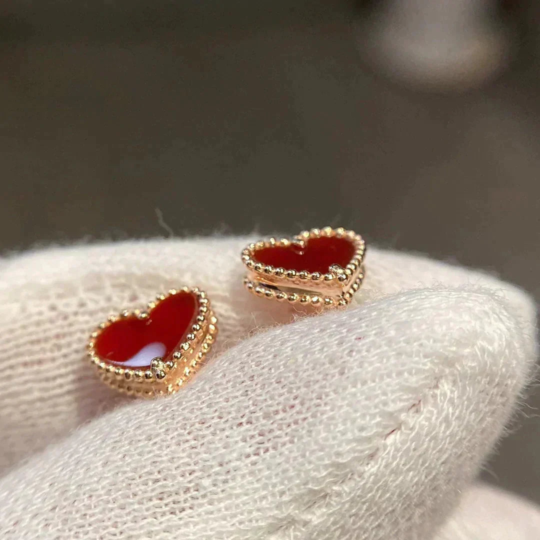 [⭐Renara]HEART CARNELIAN STUD EARRINGS