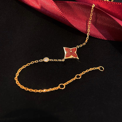 [⭐Renara]COLOR STAR CARNELIAN PINK GOLD DIAMOND BRACELET