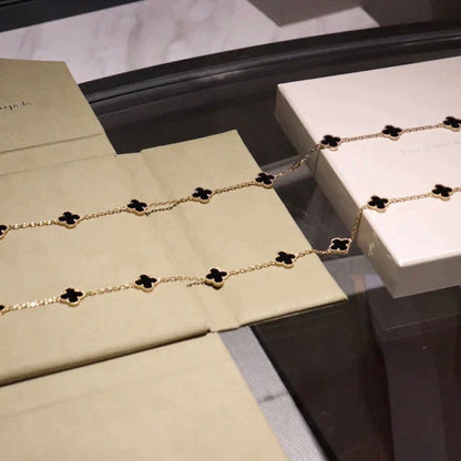 [⭐Renara]CLOVER 20 MOTIFS ONYX NECKLACE
