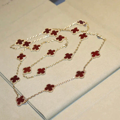 [⭐Renara]CLOVER 20 MOTIFS CARNELIAN NECKLACE