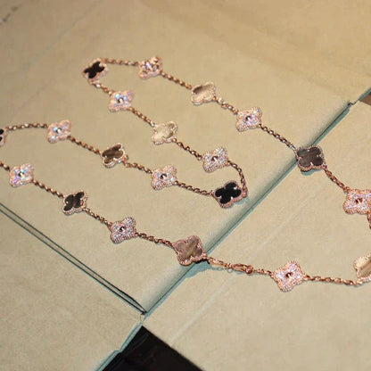 [⭐Renara]CLOVER 20 MOTIFS DARK MOP DIAMOND  NECKLACE