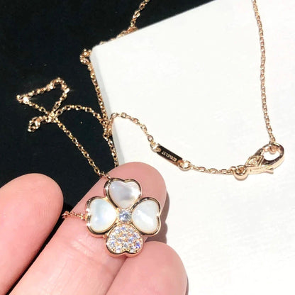 [⭐Renara]CLOVER MOP DIAMOND ROSE GOLD NECKLACE
