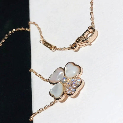 [⭐Renara]CLOVER MOP DIAMOND ROSE GOLD NECKLACE