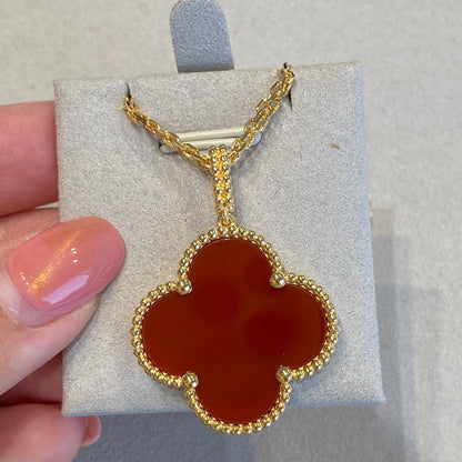 [⭐Renara]CLOVER 25MM NECKLACE GOLD CARNELIAN