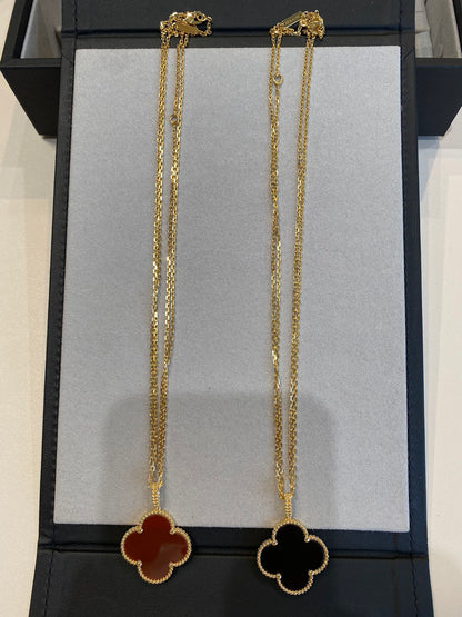 [⭐Renara]CLOVER 25MM NECKLACE GOLD CARNELIAN