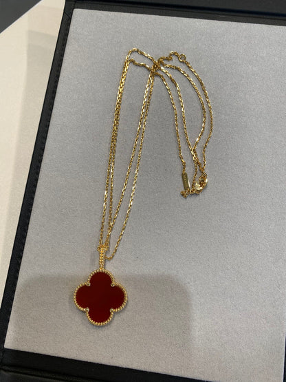 [⭐Renara]CLOVER 25MM NECKLACE GOLD CARNELIAN