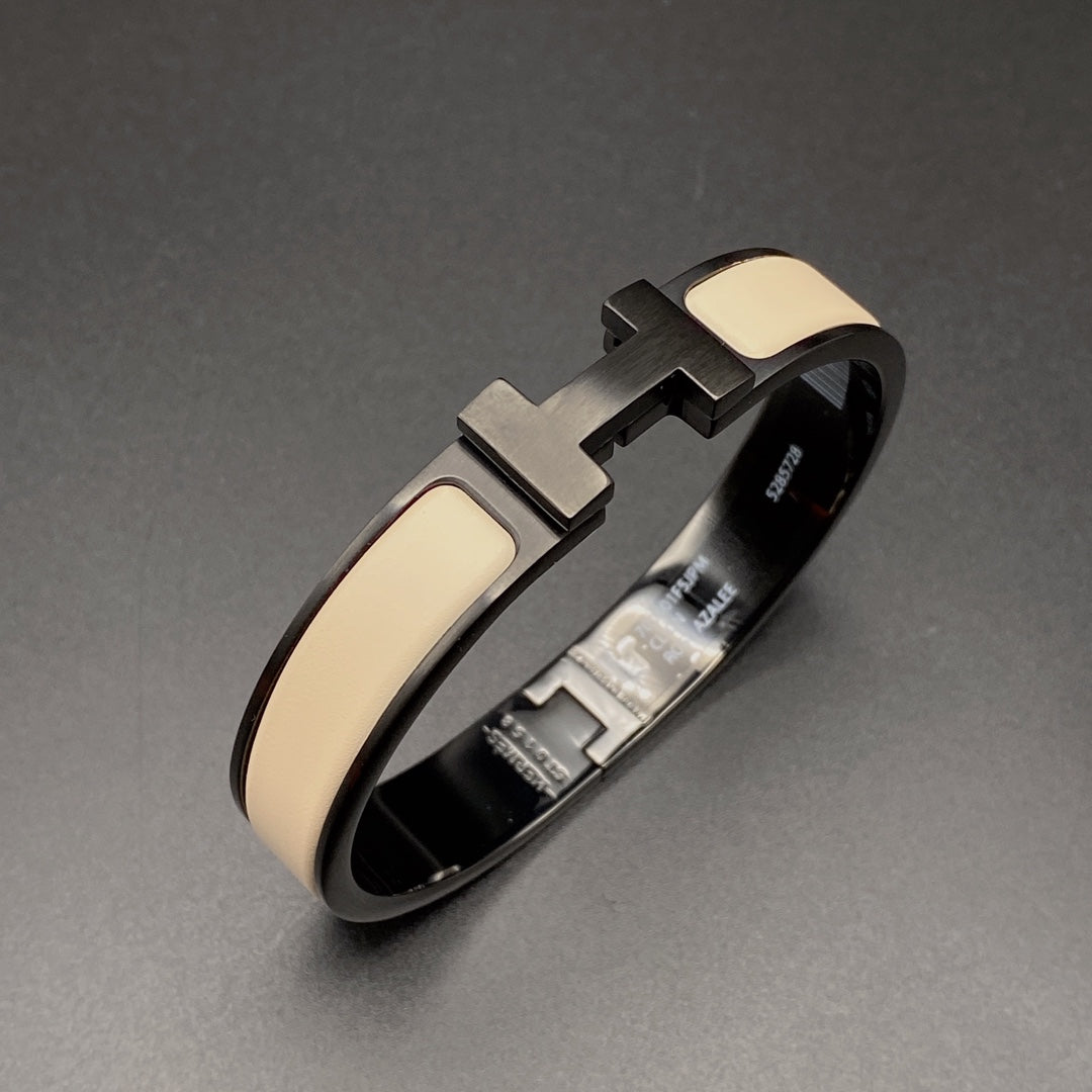 [⭐Renara]H BRACELET 12MM BLACK BEIGE CERAMIC