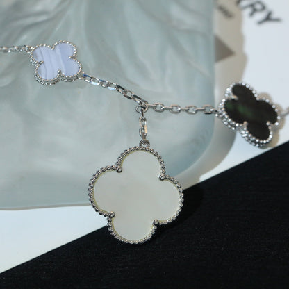 [⭐Renara]CLOVER BRACELET 5 MOTIFS MOP CHALCEDONY SILVER