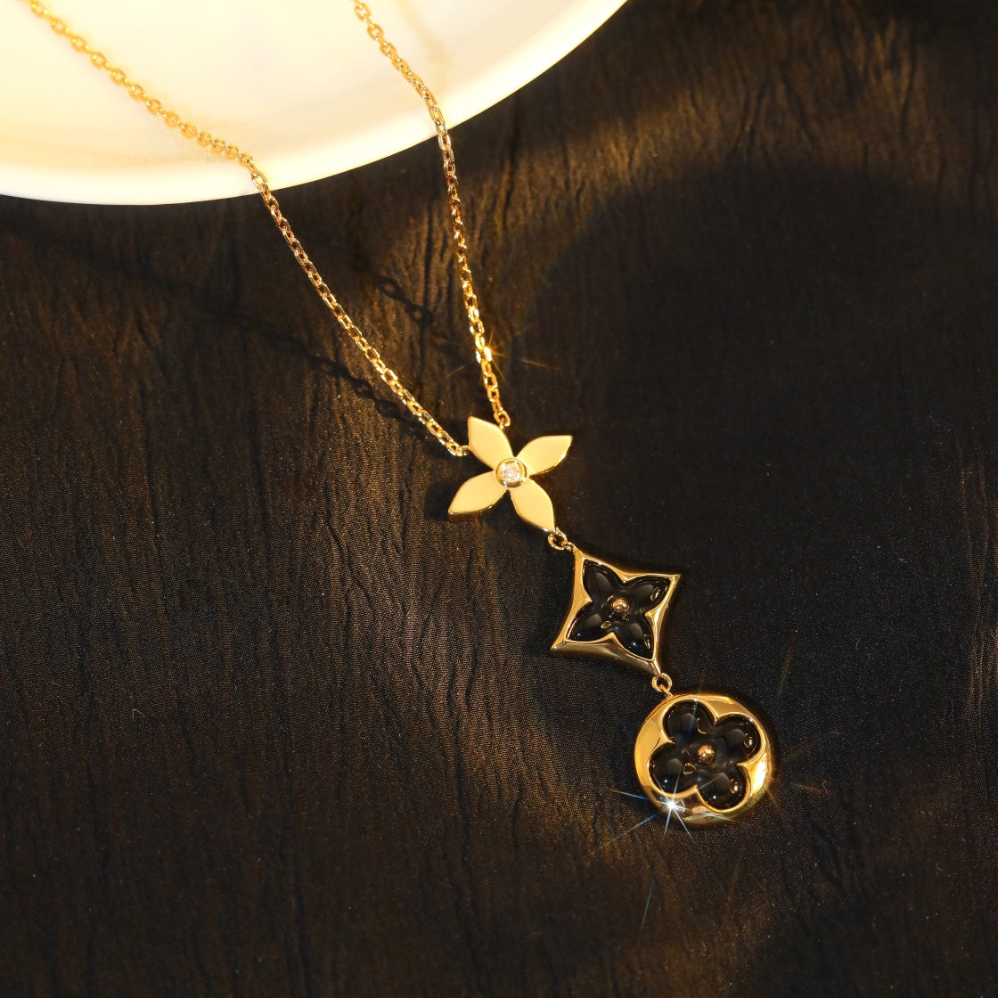 [⭐Renara]STAR AND SUN ONYX PINK GOLD NECKLACE