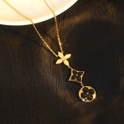 [⭐Renara]STAR AND SUN ONYX PINK GOLD NECKLACE
