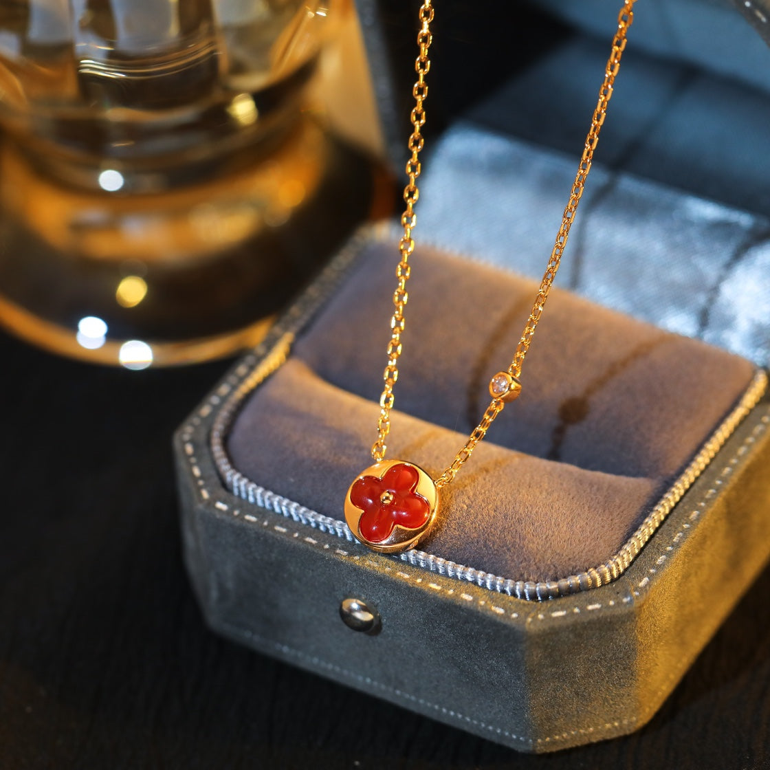 [⭐Renara]SUN PEDANT PINK GOLD 1 DIAMOND NECKLACE