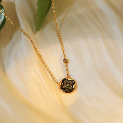 [⭐Renara]SUN PEDANT PINK GOLD 1 DIAMOND NECKLACE