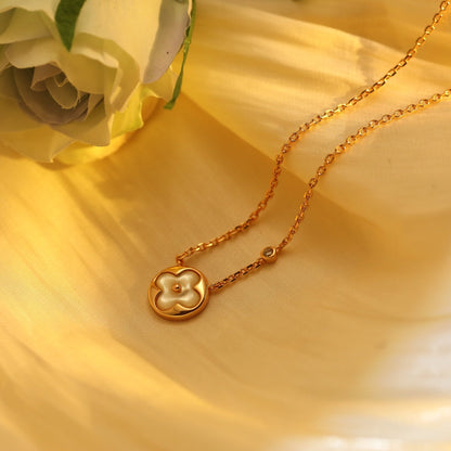 [⭐Renara]SUN PEDANT PINK GOLD 1 DIAMOND NECKLACE