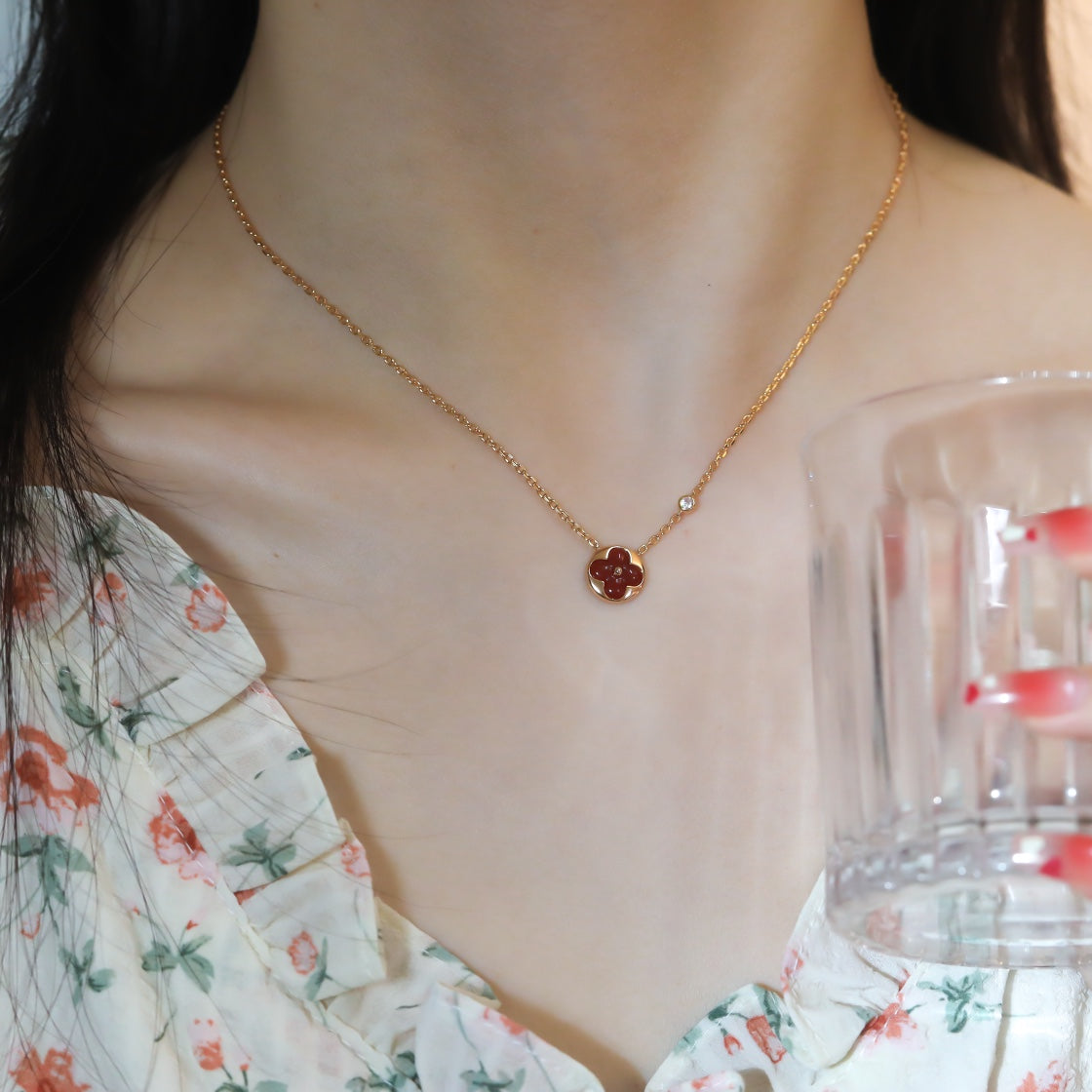 [⭐Renara]SUN PEDANT PINK GOLD 1 DIAMOND NECKLACE