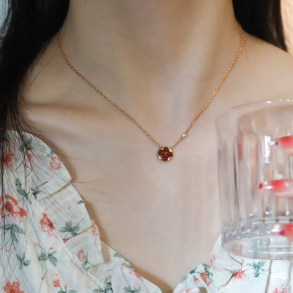 [⭐Renara]SUN PEDANT PINK GOLD 1 DIAMOND NECKLACE