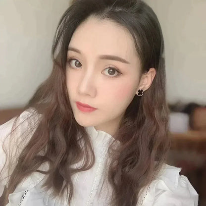 [⭐Renara]CLOVER MEDIUM 1 MOTIFS  ONYX STUD EARRINGS