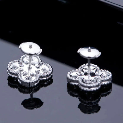 [⭐Renara]CLOVER 1 MOTIFS DIAMOND STUD EARRINGS SILVER